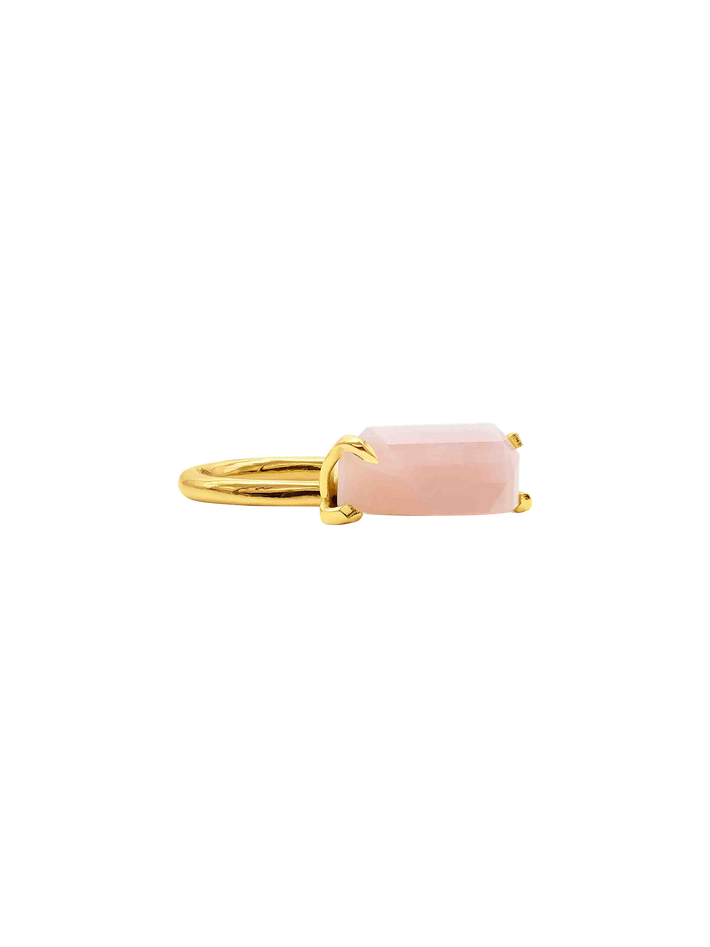 Half cut pink opal ring