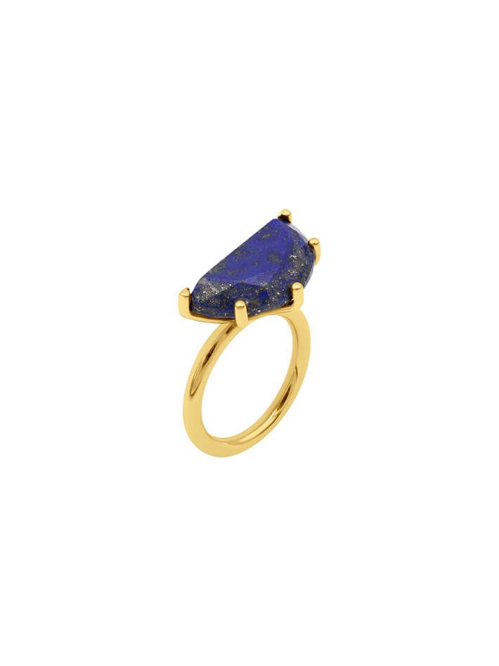 Half cut lapis lazuli ring