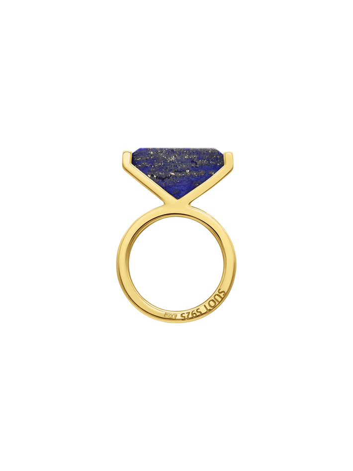 Half cut lapis lazuli ring