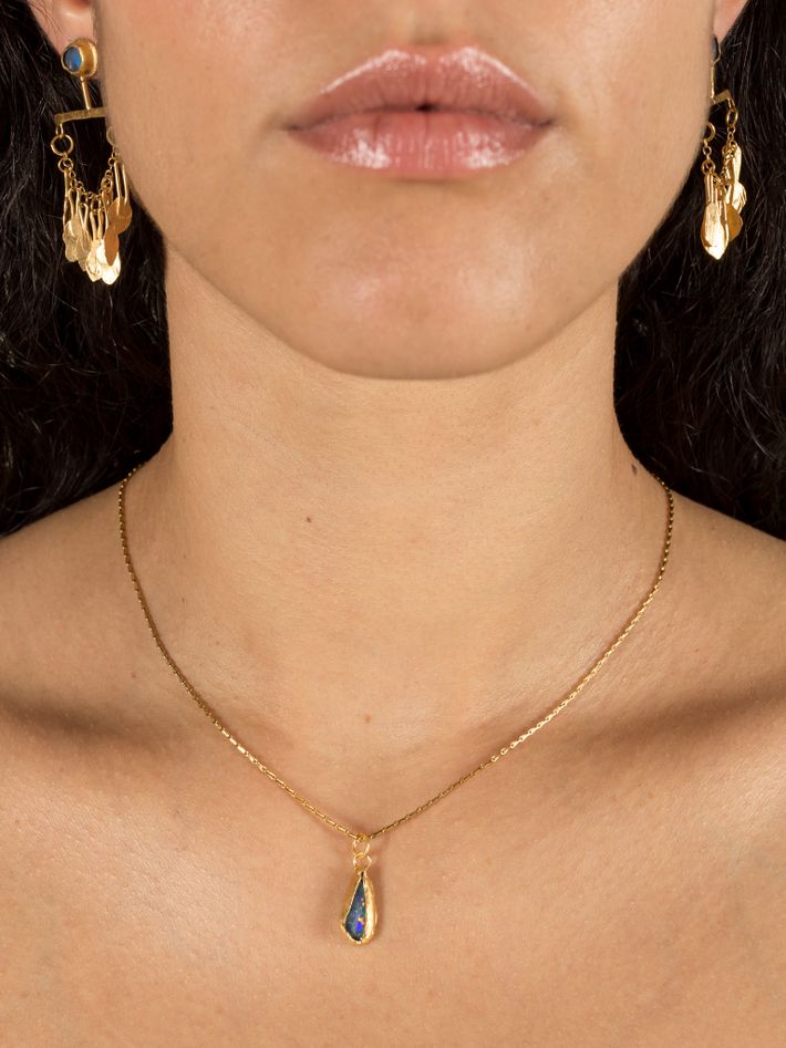 Australian opal drop pendant necklace
