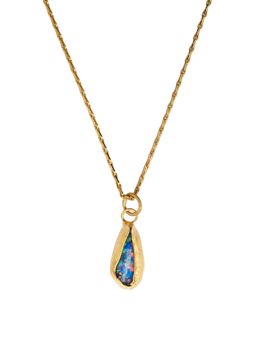 Australian opal drop pendant necklace photo