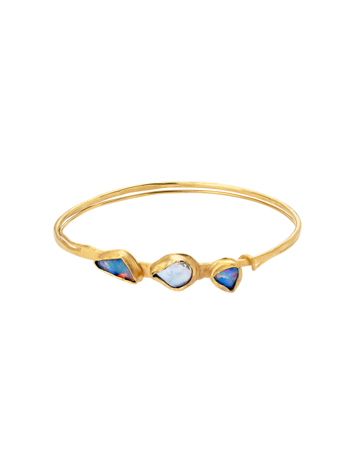 Opal and pearl molten bangle