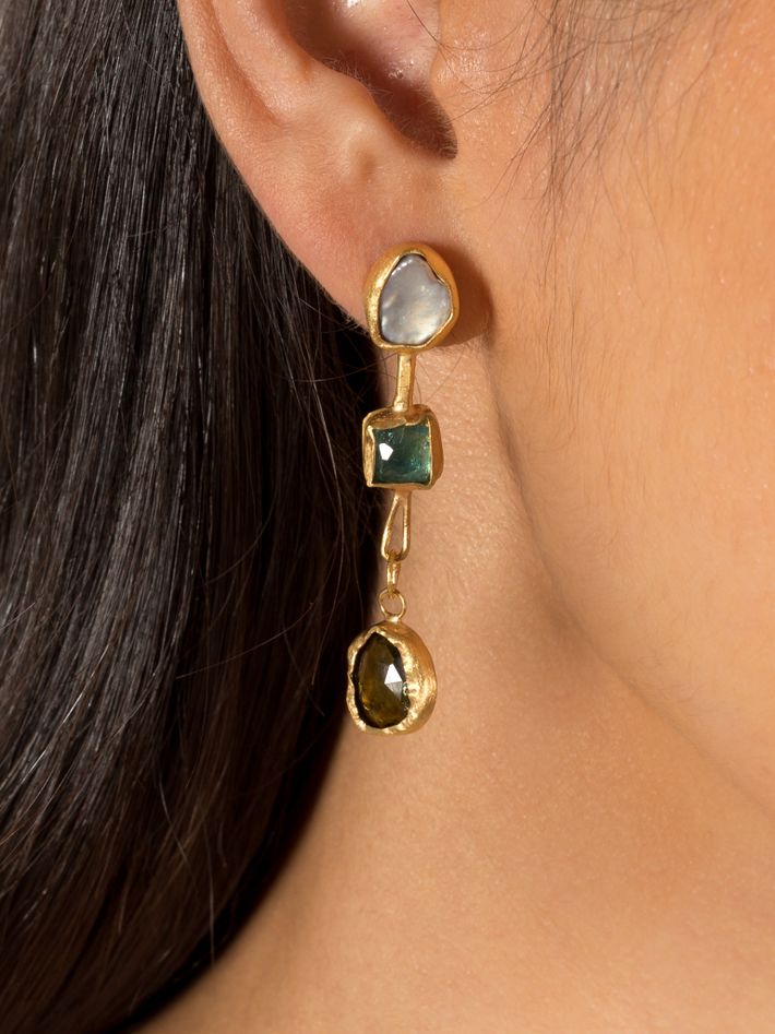 Three drop earrings