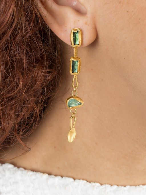 Petal drop earrings with tourmaline photo