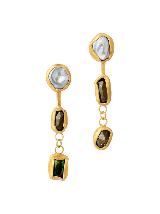 Pearl and tourmaline drop earrings photo