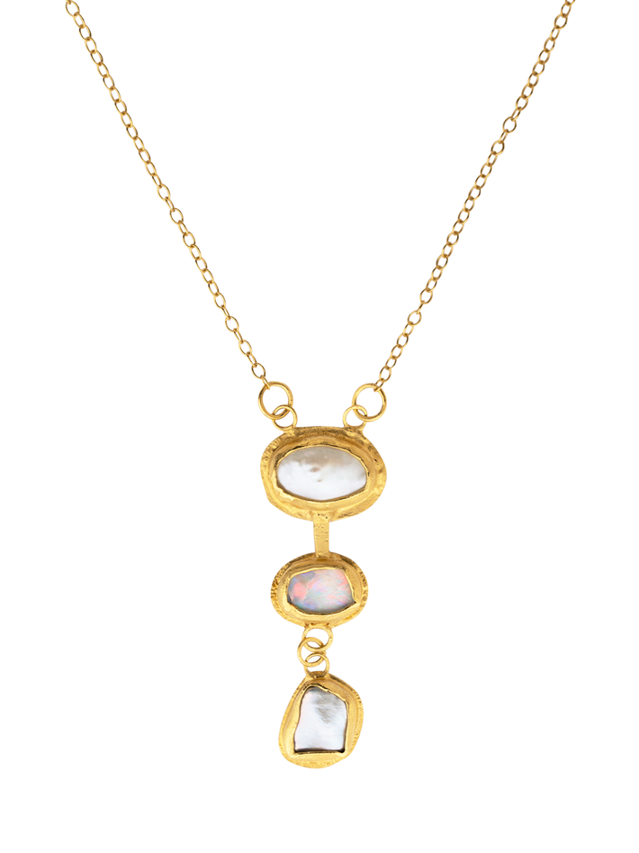 Pearl and opal drop necklace