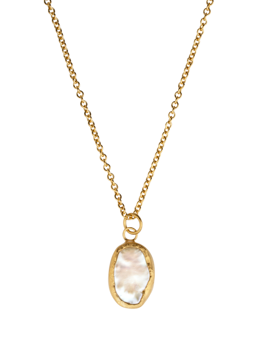 Oval baroque pearl pendant necklace photo